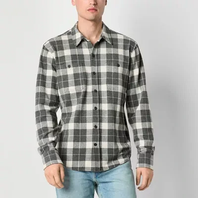 mutual weave Mens Regular Fit Long Sleeve Plaid Button-Down Shirt