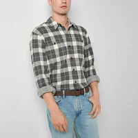 mutual weave Mens Regular Fit Long Sleeve Plaid Button-Down Shirt