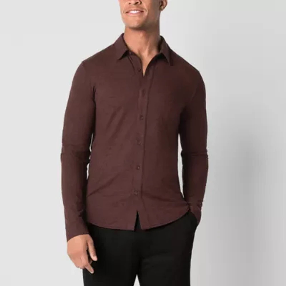 Stylus Mens Moisture Wicking Regular Fit Long Sleeve Button-Down Shirt