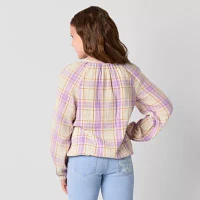 Thereabouts Little & Big Girls Y Neck Long Sleeve Blouse