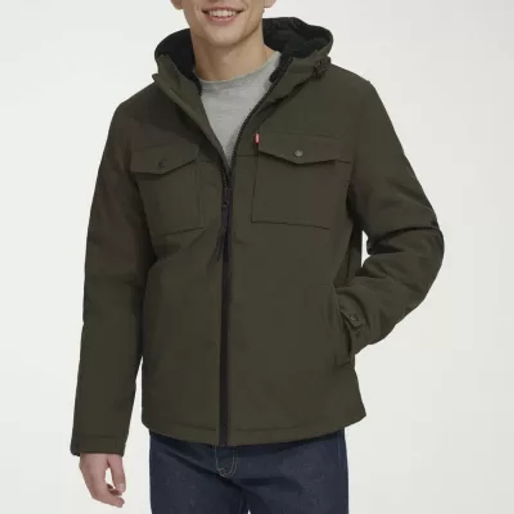 Levi's Mens Water Resistant Wind Resistant Hooded Midweight Softshell Jacket