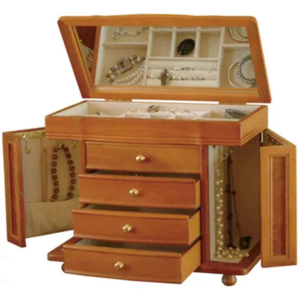 Mele and Co Josephine Oak Finish Jewelry Box