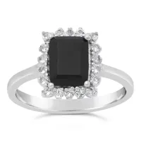 Womens Genuine Black Onyx Sterling Silver Cocktail Ring