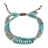 Footnotes Simulated Turquoise Pure Silver Over Brass 8 Inch Bead Beaded Bracelet