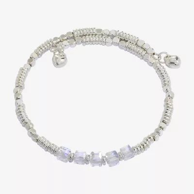 Sparkle Allure Birthstone Crystal Pure Silver Over Brass 7 Inch Bead Wrap Bracelet