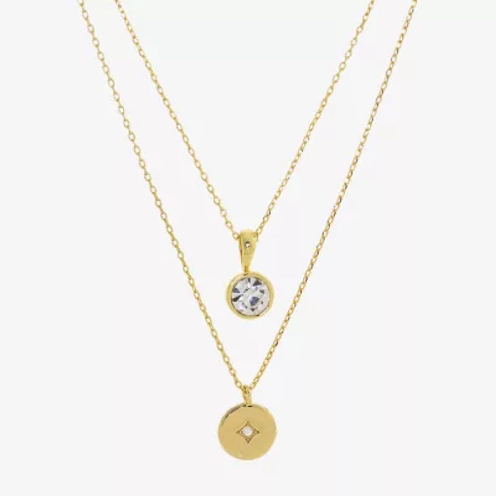 Sparkle Allure Birthstone Cubic Zirconia 14K Gold Over Brass 16 Inch Link Round Necklace Set