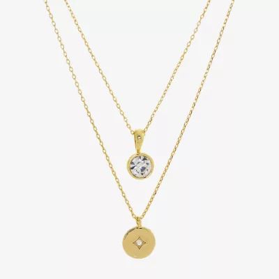 Sparkle Allure Birthstone Cubic Zirconia 14K Gold Over Brass 16 Inch Link Round Necklace Set