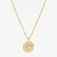 Sparkle Allure Birthstone Cubic Zirconia 14K Gold Over Brass 16 Inch Link Round Pendant Necklace