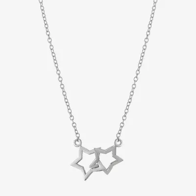Silver Treasures Sterling Silver 16 Inch Cable Star Pendant Necklace
