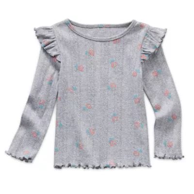 Okie Dokie Toddler Girls Round Neck Long Sleeve T-Shirt