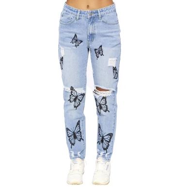 Forever 21 - Juniors Destroyed Butterfly Womens Mid Rise Regular Fit Jean