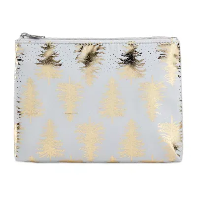 Conair Foiled Microfiber Pouch Gray And Gold Makeup Bag