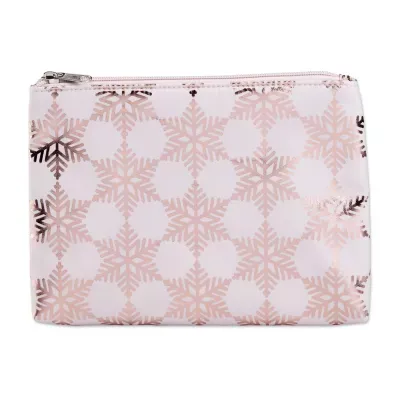 Conair Foiled Microfiber Pouch Pink And Rose Gold Makeup Bag