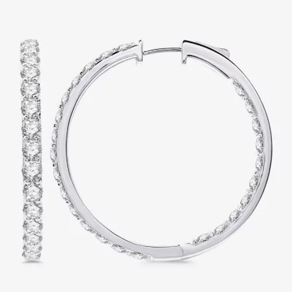 (H-I / Si2-I1) 5 CT. T.W. Lab Grown White Diamond 10K Gold 35mm Hoop Earrings