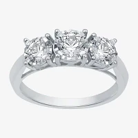 (G / SI1-SI2) Womens 1 CT. T.W. Lab Grown White Diamond 10K Gold Round 3-Stone Engagement Ring