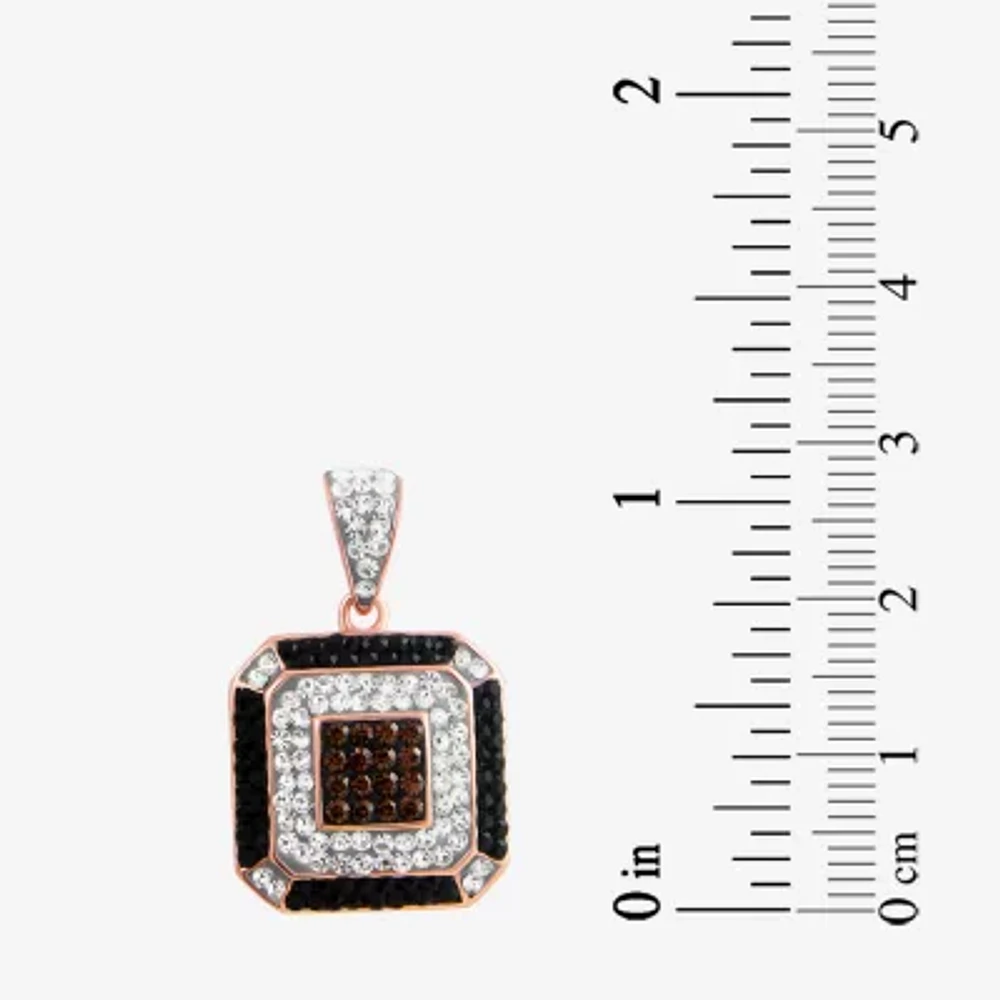 14K Rose Gold Over Silver Crystal Square Pendant Necklace