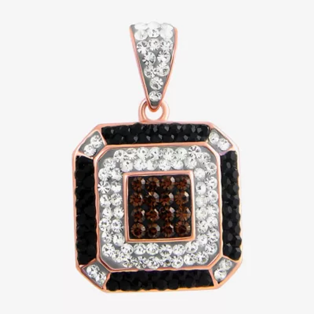14K Rose Gold Over Silver Crystal Square Pendant Necklace