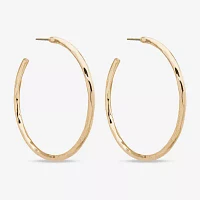 Worthington Silver Tone Hammered C Hoop Earrings