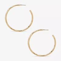 Worthington Silver Tone Hammered C Hoop Earrings