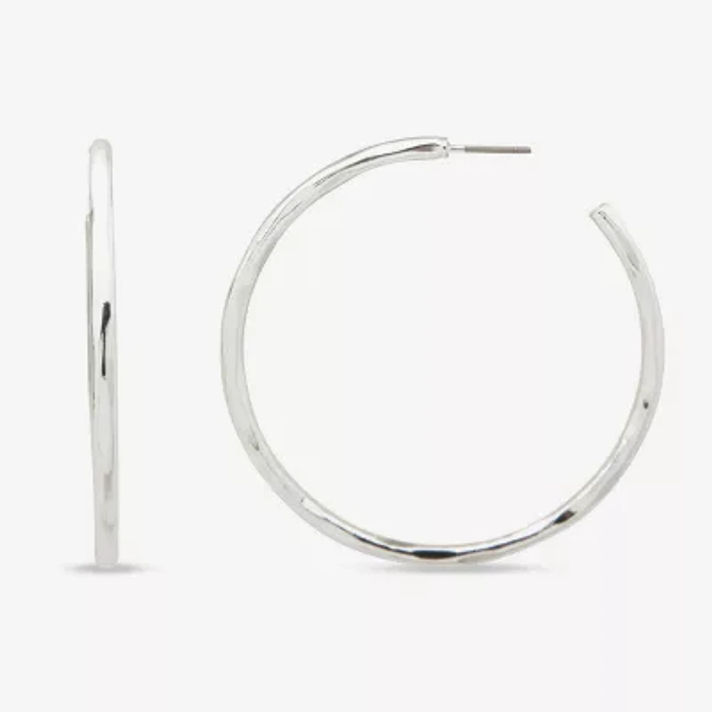 Worthington Silver Tone Hammered C Hoop Earrings