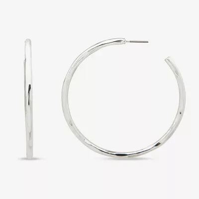 Worthington Silver Tone Hammered C Hoop Earrings