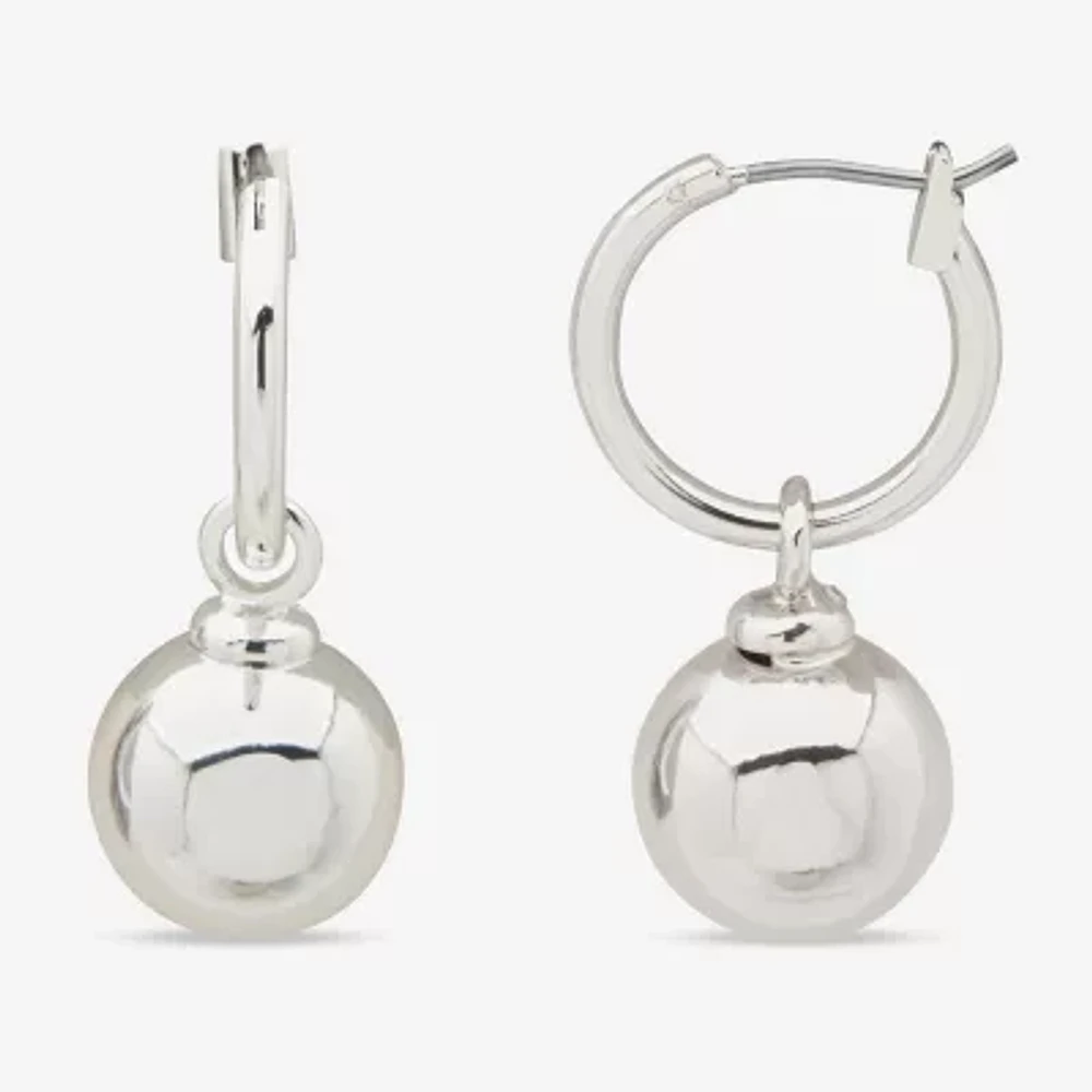 Worthington Silver Tone Ball Hoop Earrings