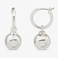 Worthington Silver Tone Ball Hoop Earrings