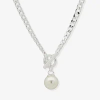 Worthington Simulated Pearl 19 Inch Curb Pendant Necklace