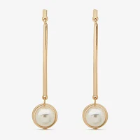 Worthington Linear Simulated Pearl Drop Earrings