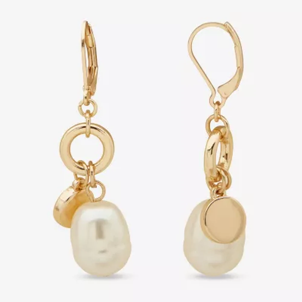 Worthington Charm Simulated Pearl Drop Earrings