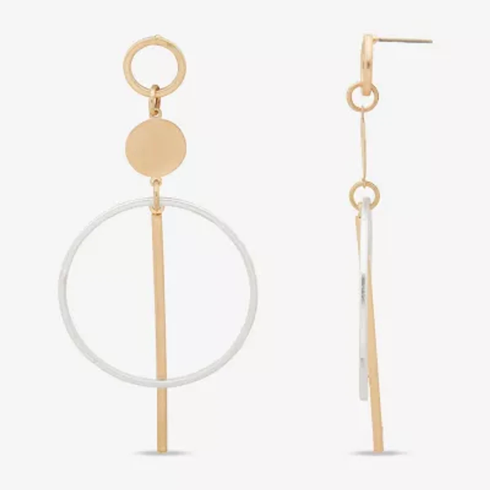 a.n.a Two Tone Circle Linear 86.4mm Drop Earrings