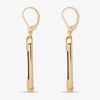 Worthington Gold Tone & Black Leather  Link Drop Earrings