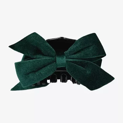 Bijoux Bar Green Velvet Bow Claw Hair Clip