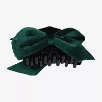 Bijoux Bar Green Velvet Bow Claw Hair Clip