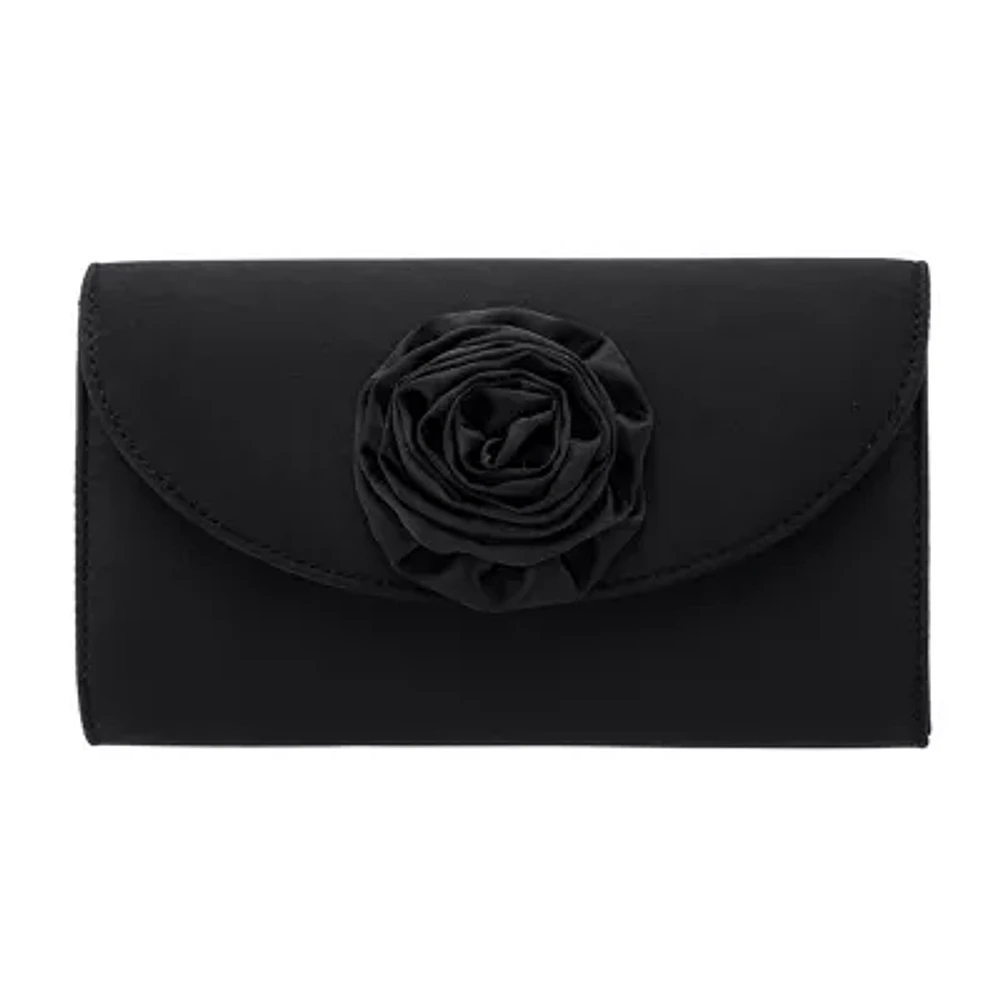 I. Miller Frily Rosette Emebellished Flap Clutch Evening Bag