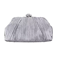 I. Miller Wisty Pleated Metallic Frame Clutch Evening Bag