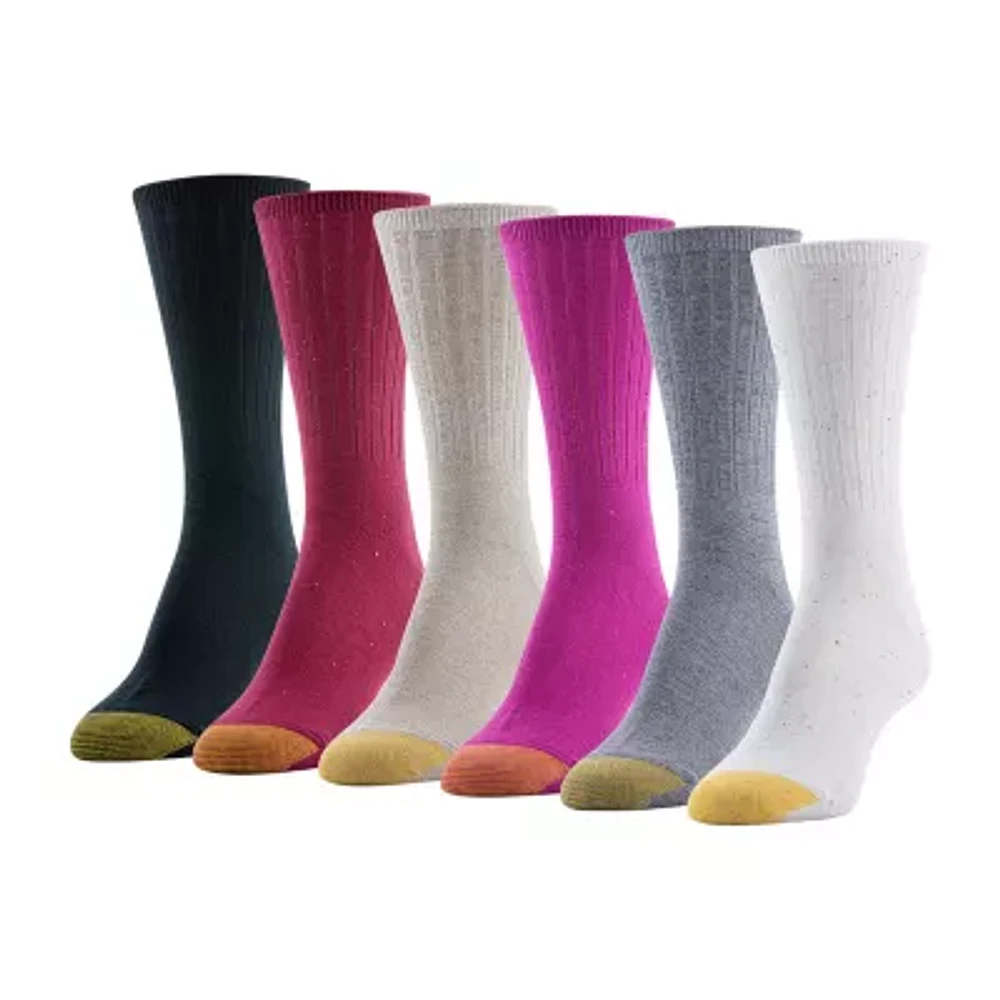 Gold Toe Rib 6 Pair Crew Socks Womens