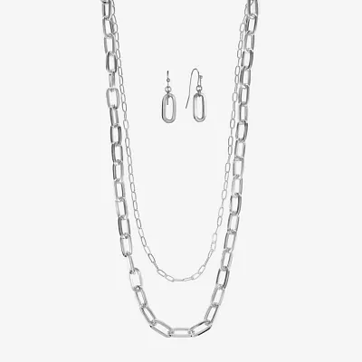 Liz Claiborne Layered Necklace And Drop Earring Womens 2-pc. Jewelry Set