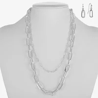 Liz Claiborne Layered Necklace And Drop Earring Womens 2-pc. Jewelry Set