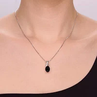 Womens Genuine Black Onyx Sterling Silver Oval Pendant Necklaces