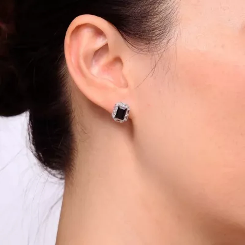 Genuine Black Onyx Sterling Silver 10mm Stud Earrings