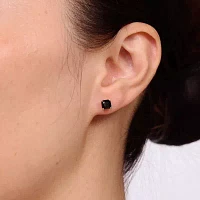 Genuine Black Onyx 10K Gold 5.5mm Square Stud Earrings