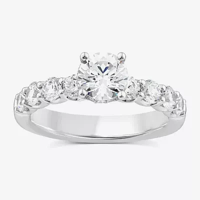 Signature By Modern Bride (G / Si1-Si2) Womens 2 CT. T.W. Lab Grown White Diamond 10K Gold Round Side Stone Engagement Ring