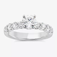 Signature By Modern Bride (G / Si1-Si2) Womens 2 CT. T.W. Lab Grown White Diamond 10K Gold Round Side Stone Engagement Ring