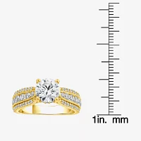 (G / Si1-Si2) Womens 2 1/2 CT. T.W. Lab Grown White Diamond 10K Gold Round Side Stone Engagement Ring