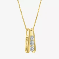 Diamond Blossom Linear (G-H / Si2-I1) Womens 1/10 CT. T.W. Lab Grown White Diamond 14K Gold Over Silver Pendant Necklace