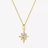 Diamond Addiction North Star (I-J / Si2-I1) Womens 1/10 CT. T.W. Lab Grown White Diamond 14K Gold Over Silver Star Pendant Necklace