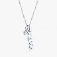 Diamond Accent "Mama" (G-H / Si2-I1) Womens Lab Grown White Sterling Silver Pendant Necklace