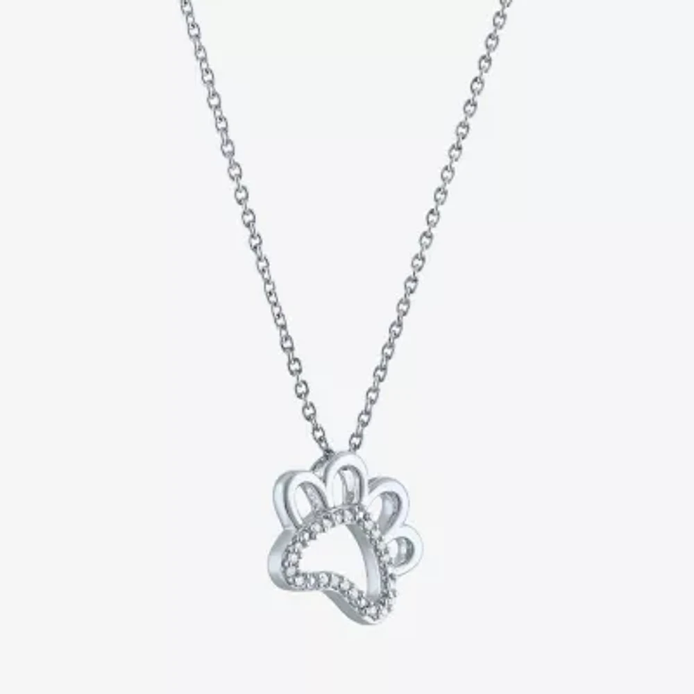 Diamond Accent "Fur Mama" Womens Diamond Accent Natural White Diamond Sterling Silver Pendant Necklace