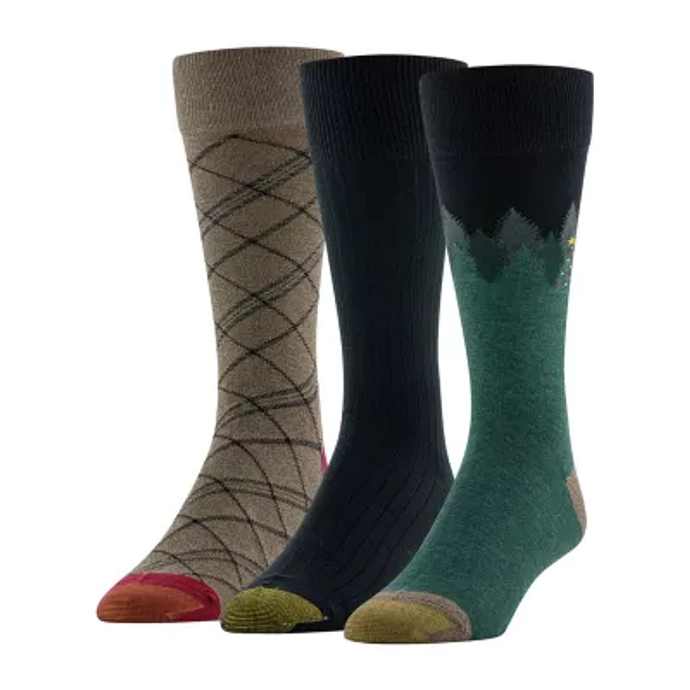 Gold Toe Holiday 3 Pair Crew Socks Mens